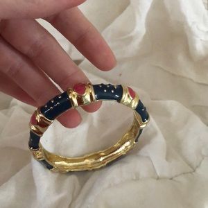 Glam boho blue, pink, and gold bracelet